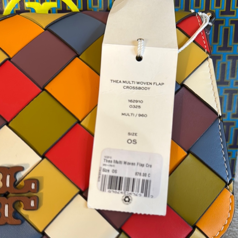 Tory Burch Vibrant Red and Blue Crossbody Bag with Geometric Design - Picture 2 of 5